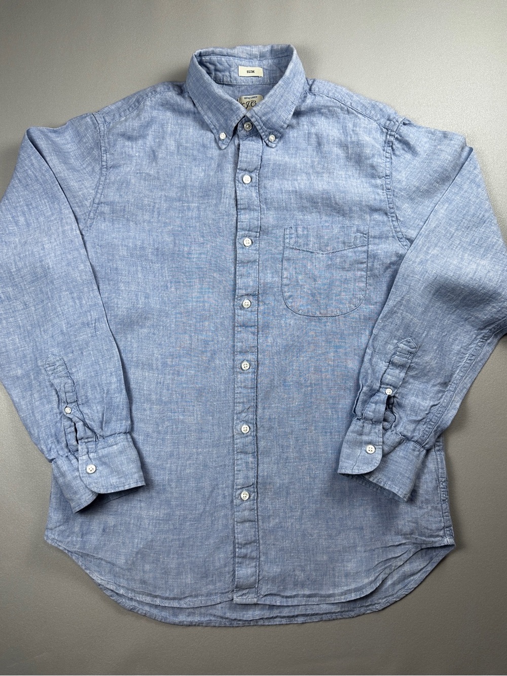 J.Crew Men’s M Slim Irish Linen Button Down Shirt Light Blue Baird McNutt